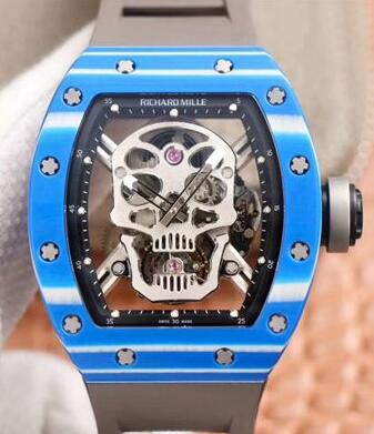 Review Replica Richard Mille RM 052 Blue Ceramic skull watches prices